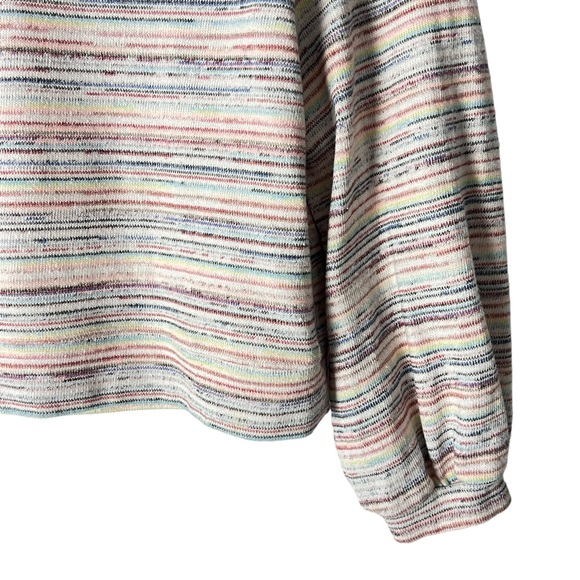 Madewell Bubble-Sleeve Crop Top in Rainbow Stripe. - Picture 3 of 8